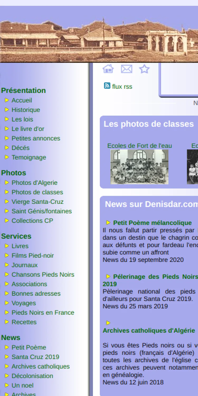 Ancien denisdar.com sur téléphone : page trop large, texte coupé à droite